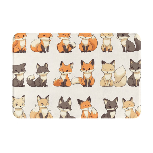 Cute Cartoon Fox Non-Slip Floor Mat | Adorable Animal Printed Rug for Entryway, Bedroom, Bathroom, Kitchen – 60×40cm Soft, Absorbent & Quick-Dry
