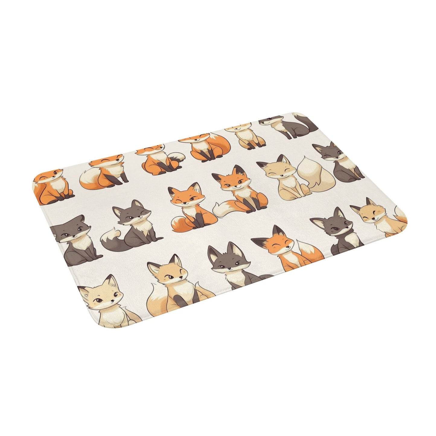 Cute Cartoon Fox Non-Slip Floor Mat | Adorable Animal Printed Rug for Entryway, Bedroom, Bathroom, Kitchen – 60×40cm Soft, Absorbent & Quick-Dry