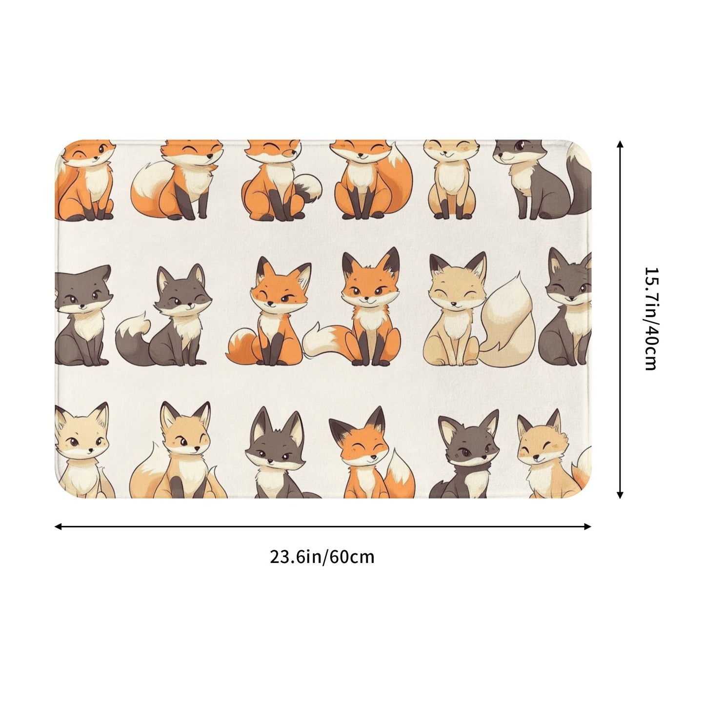Cute Cartoon Fox Non-Slip Floor Mat | Adorable Animal Printed Rug for Entryway, Bedroom, Bathroom, Kitchen – 60×40cm Soft, Absorbent & Quick-Dry