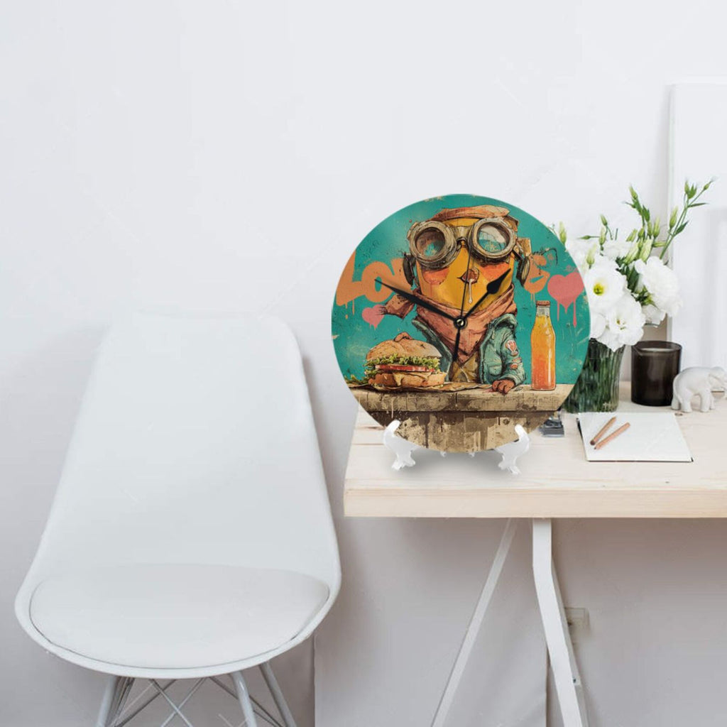 Trendy Graffiti - Style Minion Round Wall Clock - Artistic Personality Clock, Creative Home Decor Wall Timepiece