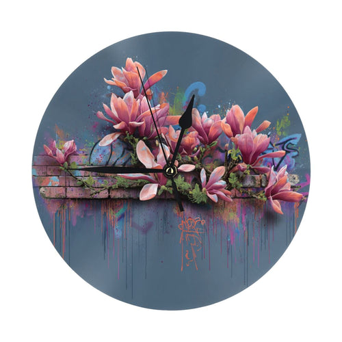Art Graffiti Flower Round Wall Clock - Creative Home Decor Clock, Trendy Wall Art Ornament