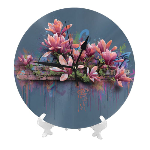Art Graffiti Flower Round Wall Clock - Creative Home Decor Clock, Trendy Wall Art Ornament