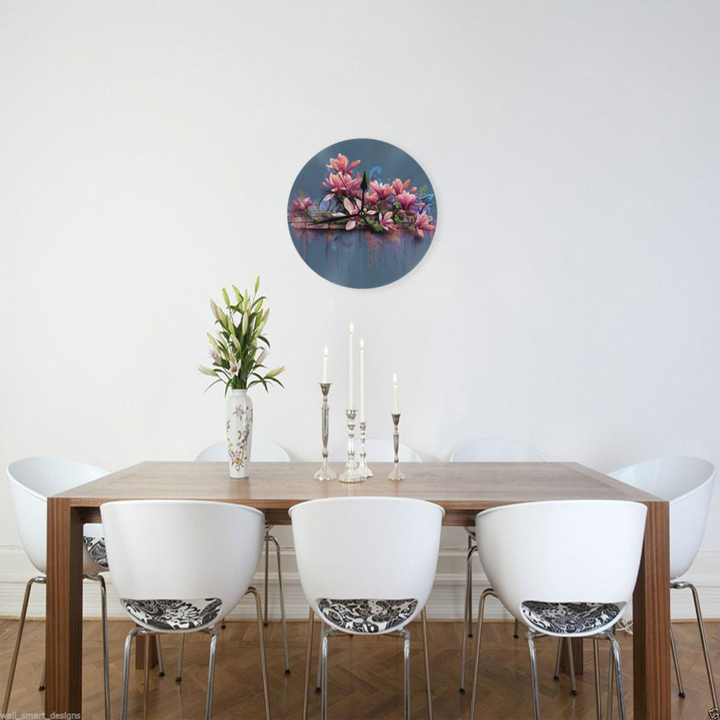 Art Graffiti Flower Round Wall Clock - Creative Home Decor Clock, Trendy Wall Art Ornament