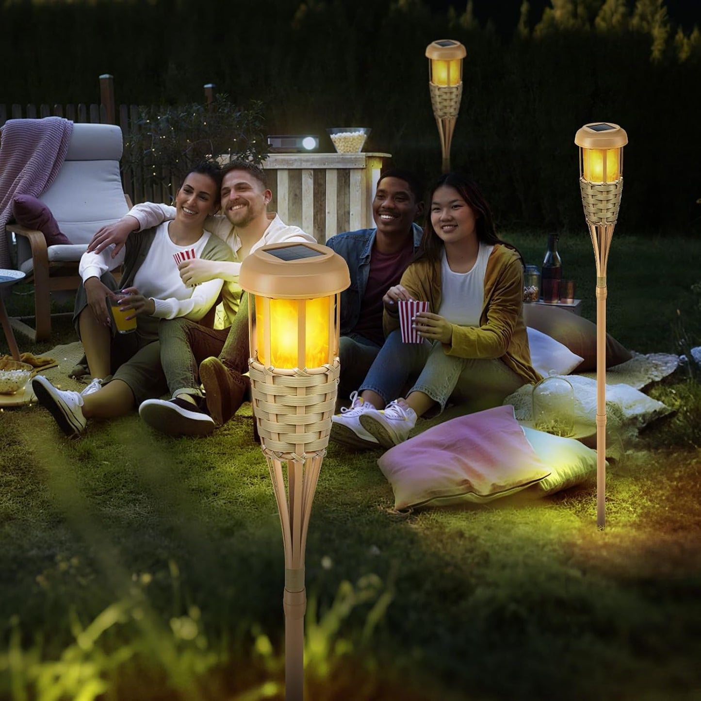 Solar Outdoor Lights, Solar Torch Lights Outdoor Flickering Flame, Outdoor Decorations for Patio Path Yard - 8 Pack