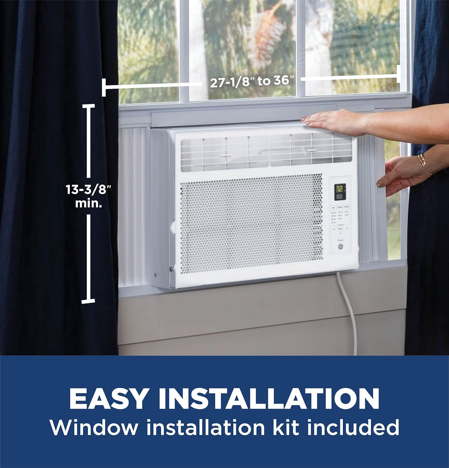 GE Window Air Conditioner Unit, 5,000 BTU for Small Rooms up to 150 sq ft. with Manual Adjustable Fan and Cooling Settings, Perfect for Small Bedroom or Living Room, Easy Install Kit Included, White