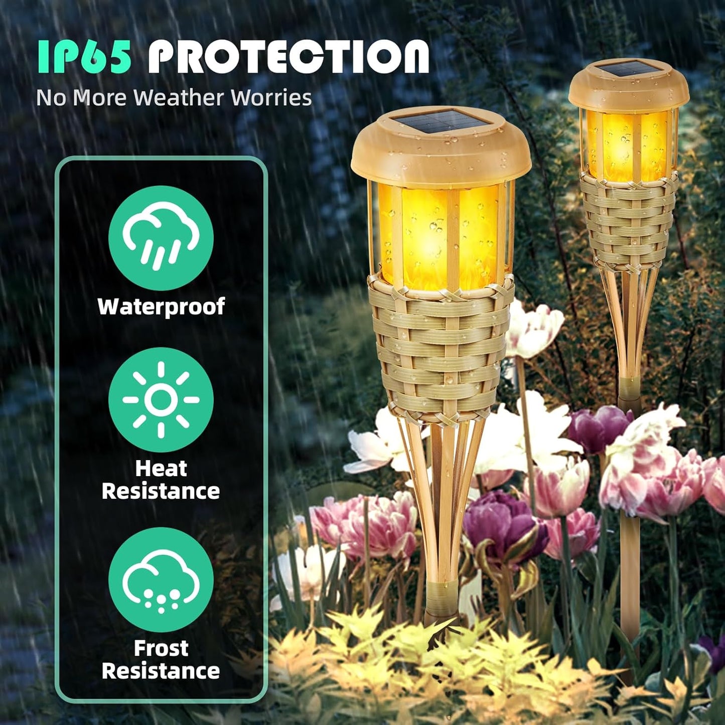 Solar Outdoor Lights, Solar Torch Lights Outdoor Flickering Flame, Outdoor Decorations for Patio Path Yard - 8 Pack
