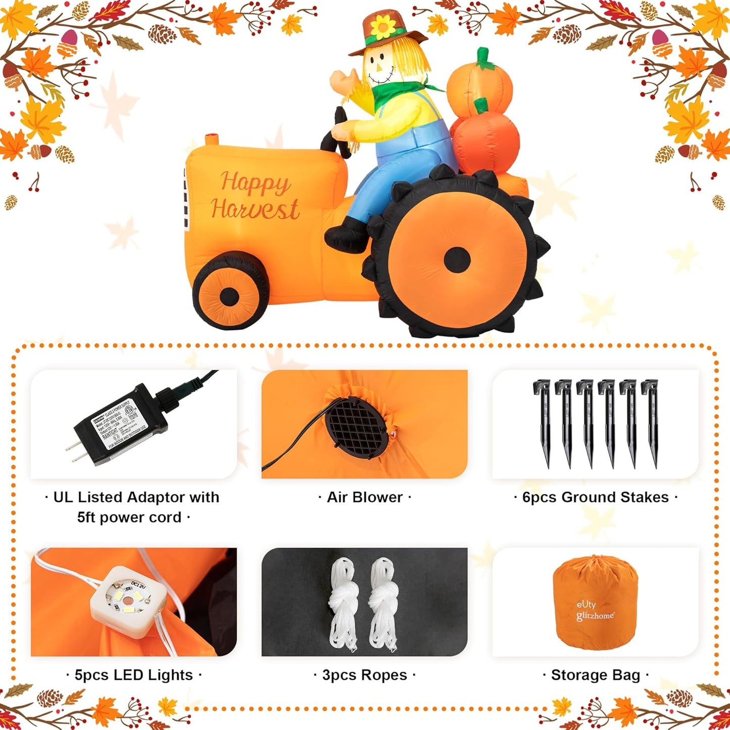 7 FT Fall Inflatable Outdoor Decorations Harvest Blow Up Yard Decorations