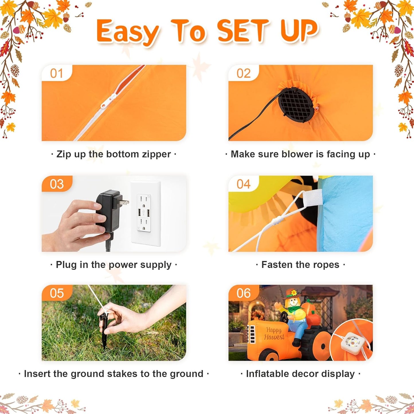 7 FT Fall Inflatable Outdoor Decorations Harvest Blow Up Yard Decorations