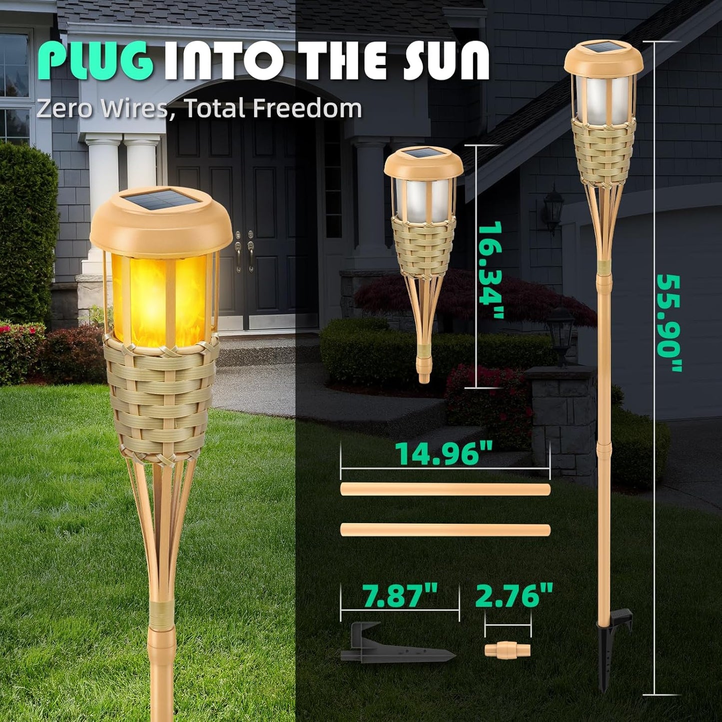 Solar Outdoor Lights, Solar Torch Lights Outdoor Flickering Flame, Outdoor Decorations for Patio Path Yard - 8 Pack