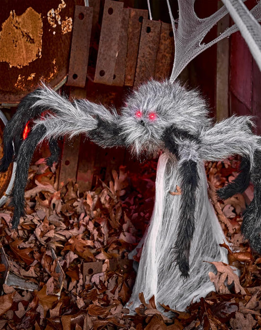Halloween 21 Inch LED Gray Jumping Spider