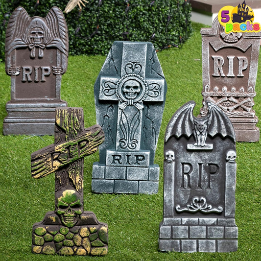 17” Halloween Foam RIP Graveyard Tombstones (5 Pack)