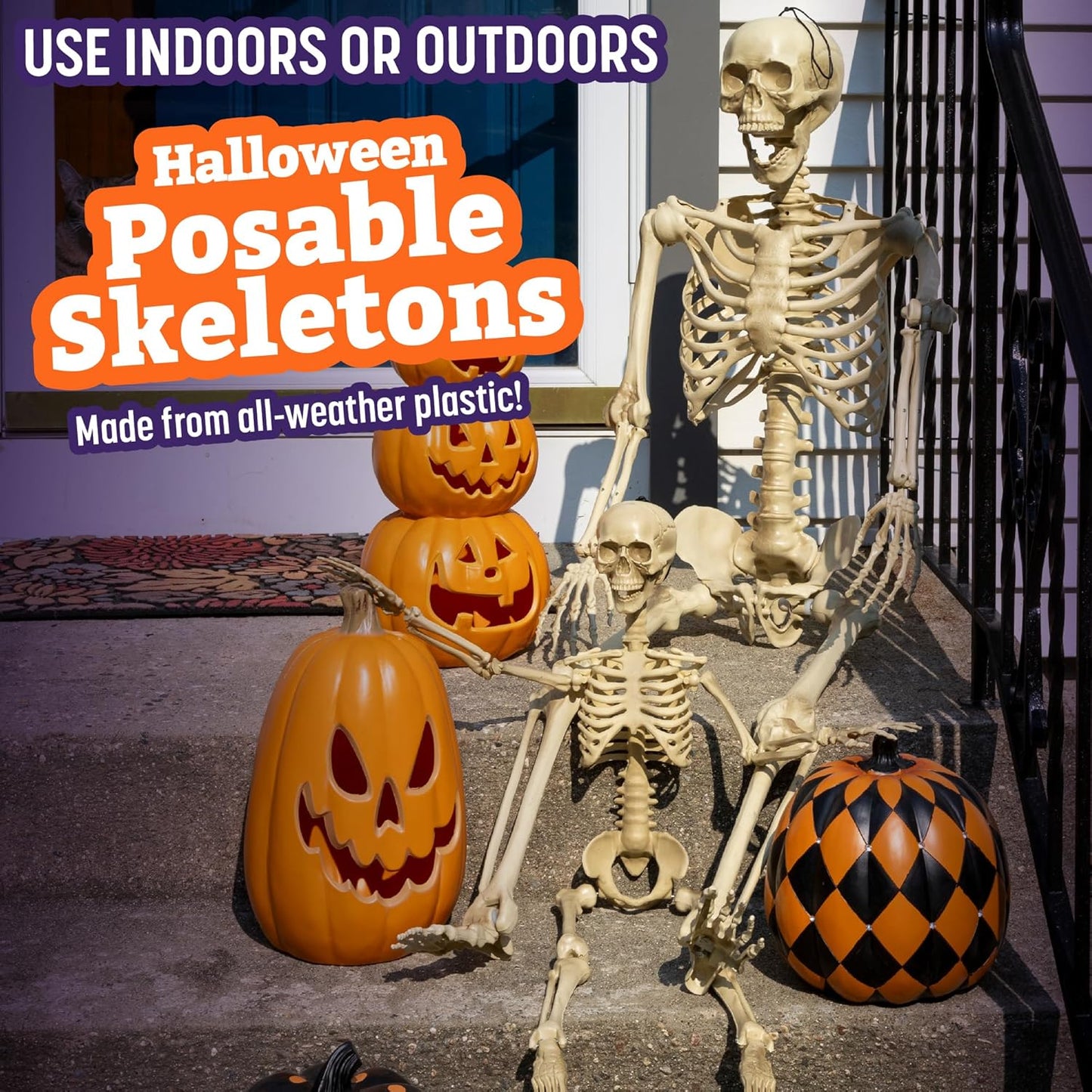 Posable Life Size Human Skeleton Family 4pk- 2 Adult (5'4") & 2 Children (2')
